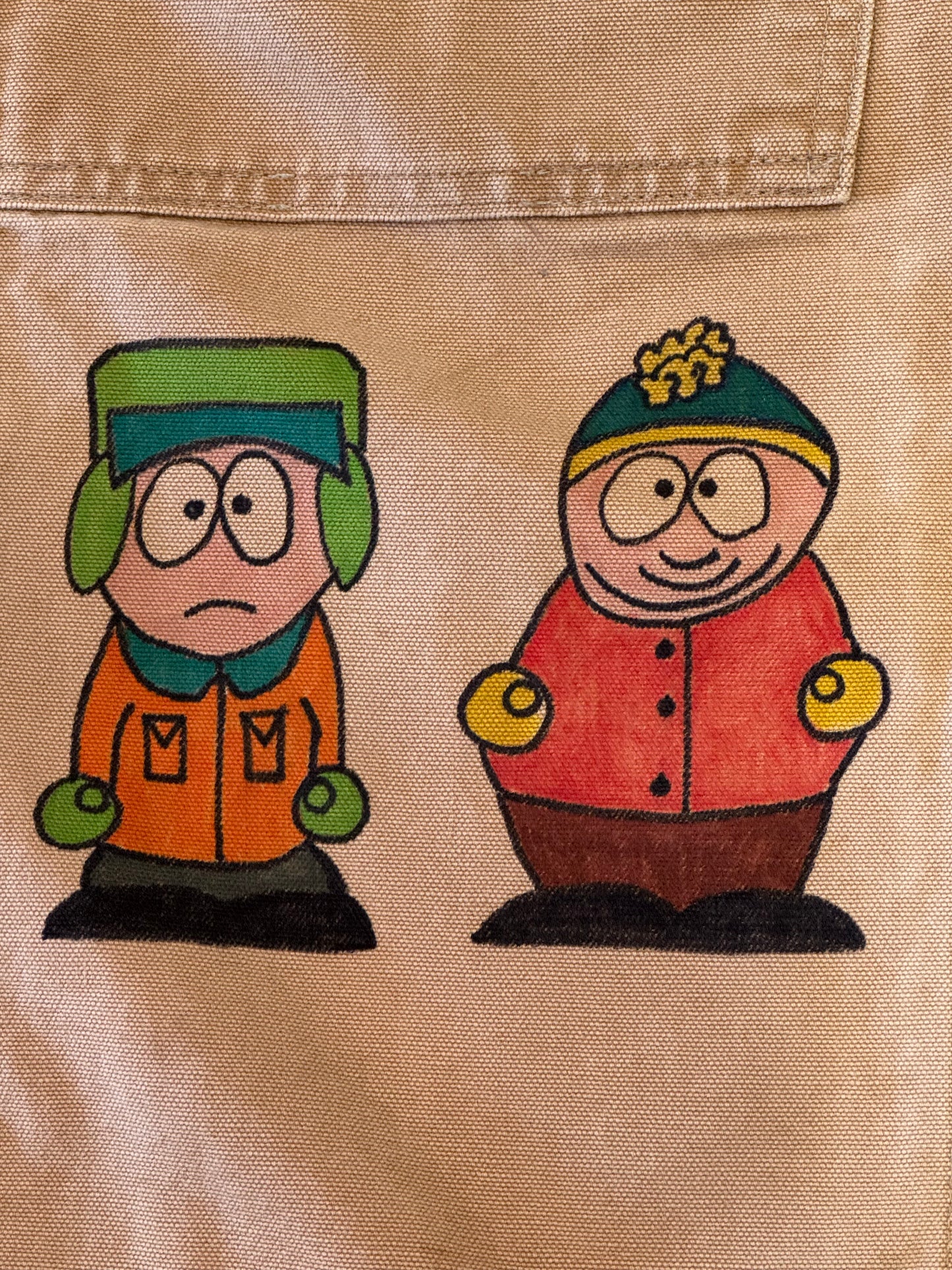 Miss Piggy Pants- 32x30- Vintage one of kind hand drawn double knee cartoon Carhartt pants