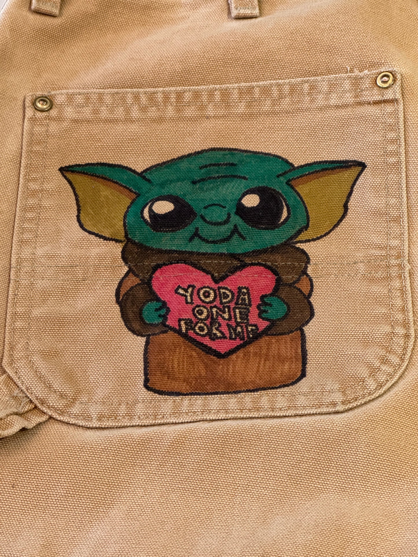 Miss Piggy Pants- 32x30- Vintage one of kind hand drawn double knee cartoon Carhartt pants