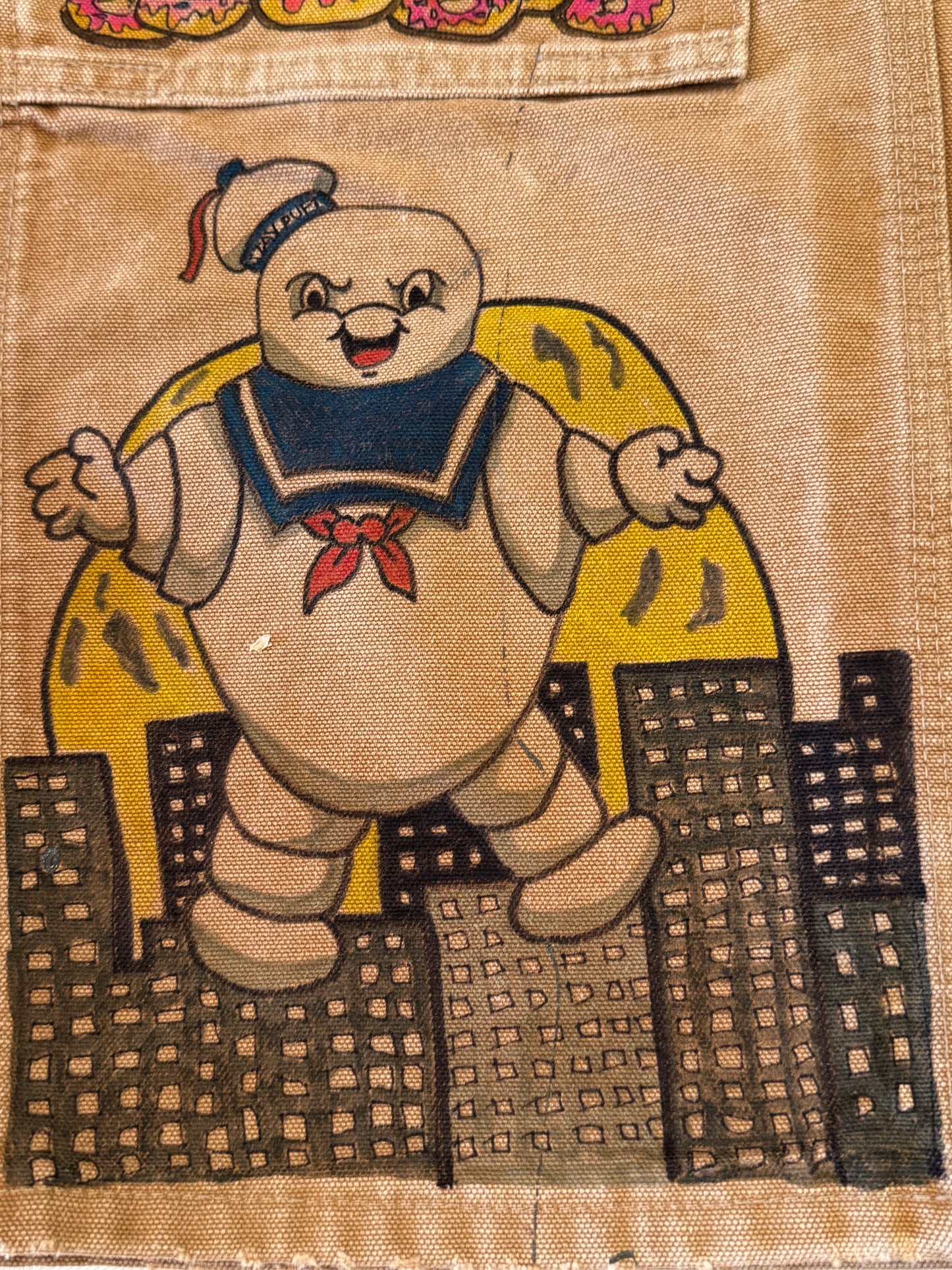 Sponge Bob Pants- 30x30- Vintage one of a kind hand drawn double knee Cartoon Carhartt pants