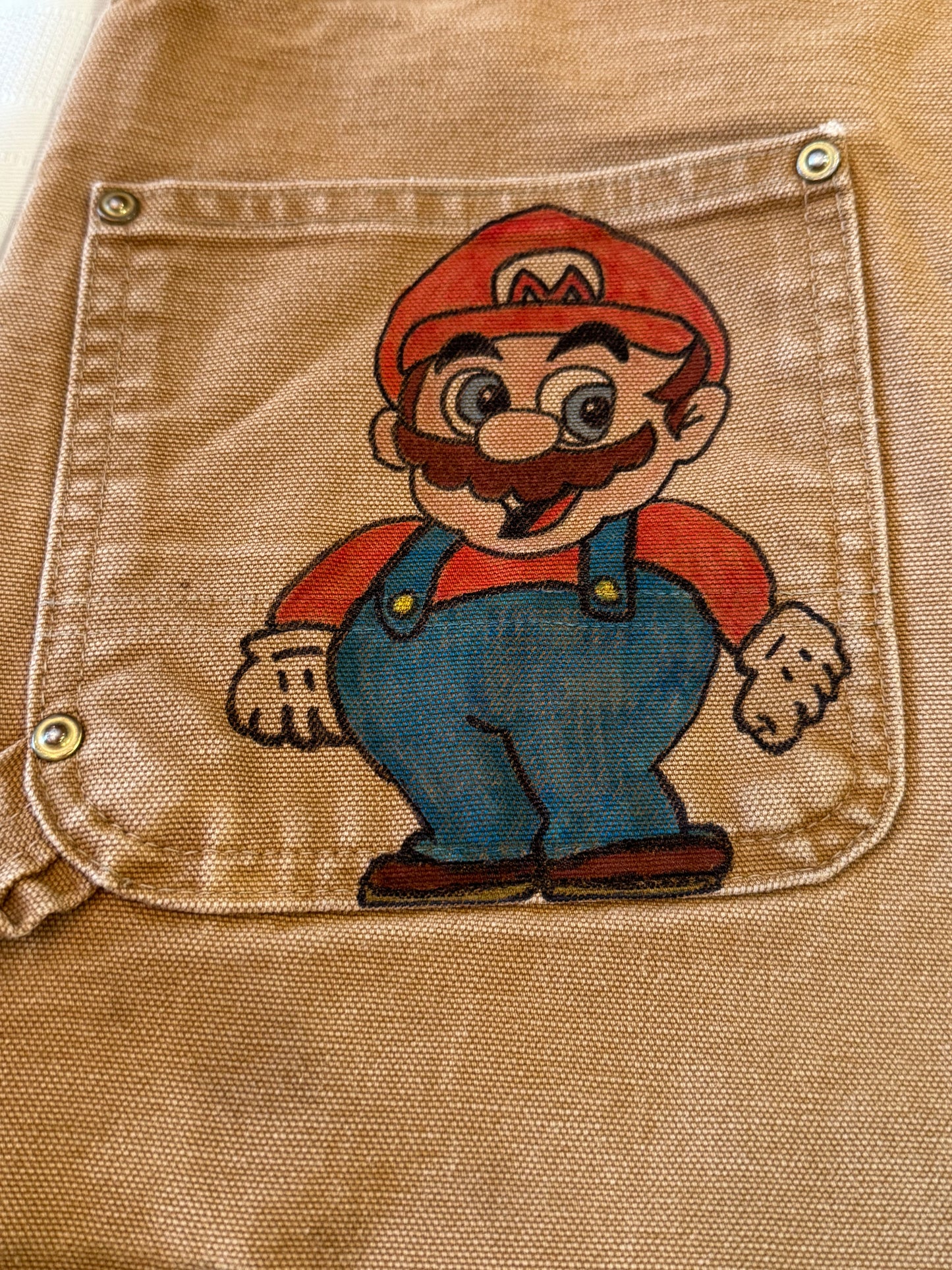 Sponge Bob Pants- 30x30- Vintage one of a kind hand drawn double knee Cartoon Carhartt pants