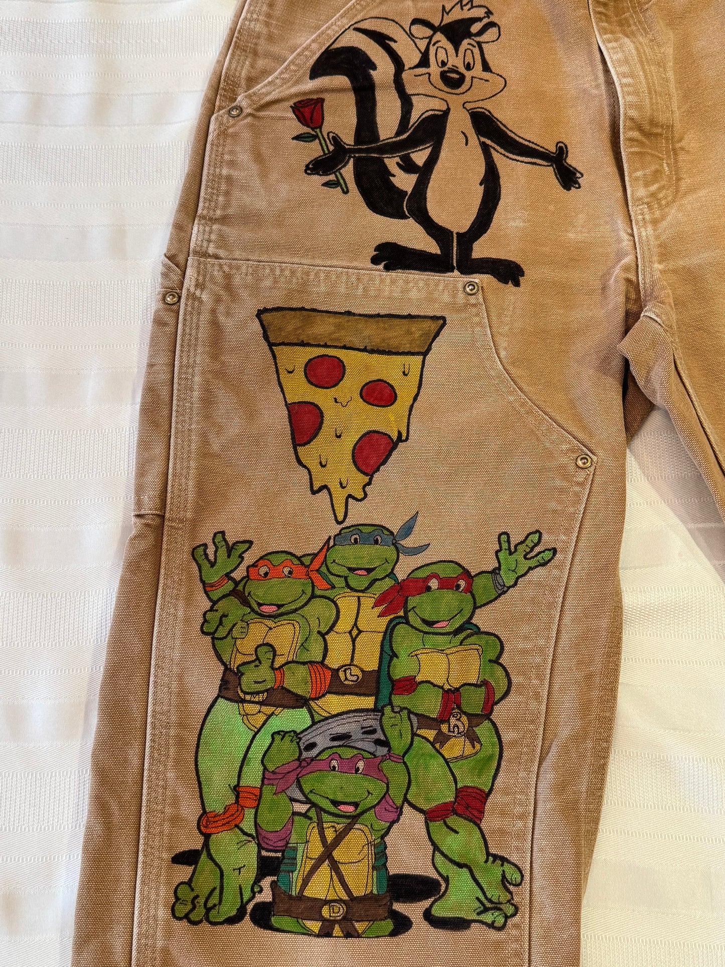 Bartman-33x32- Vintage one of a kind hand drawn double knee cartoon Carhartt pants