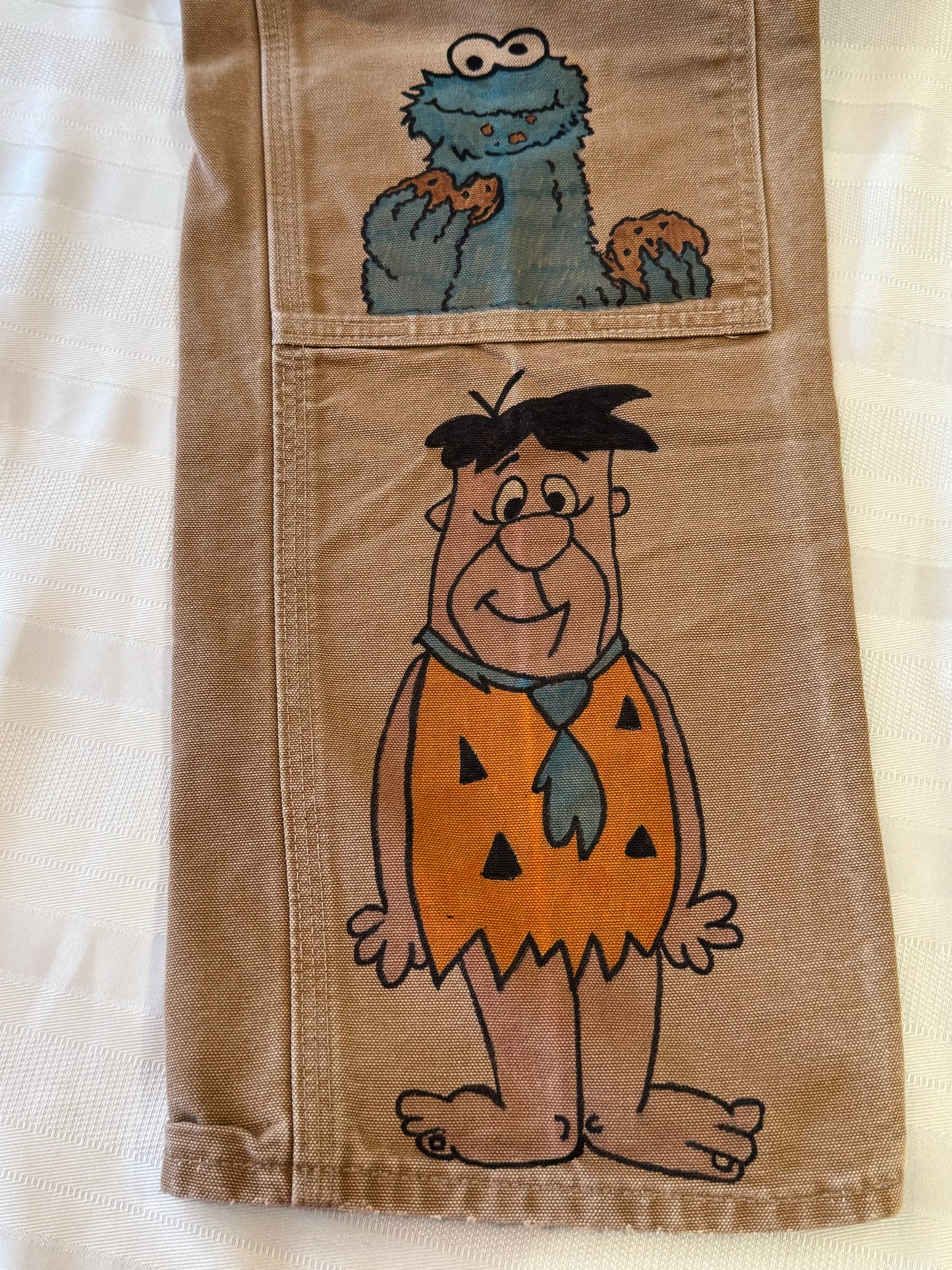 Bartman-33x32- Vintage one of a kind hand drawn double knee cartoon Carhartt pants