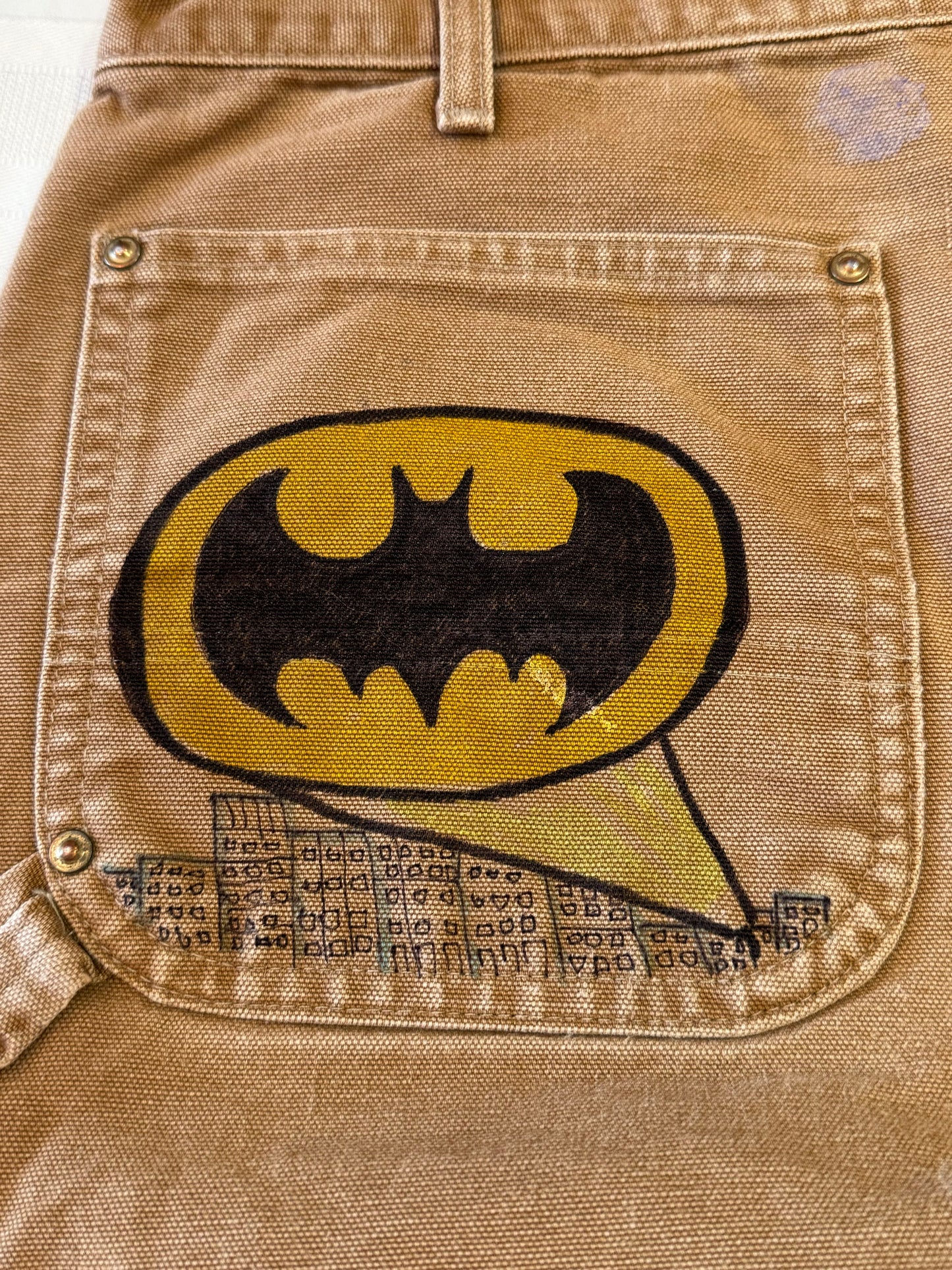 Bartman-33x32- Vintage one of a kind hand drawn double knee cartoon Carhartt pants