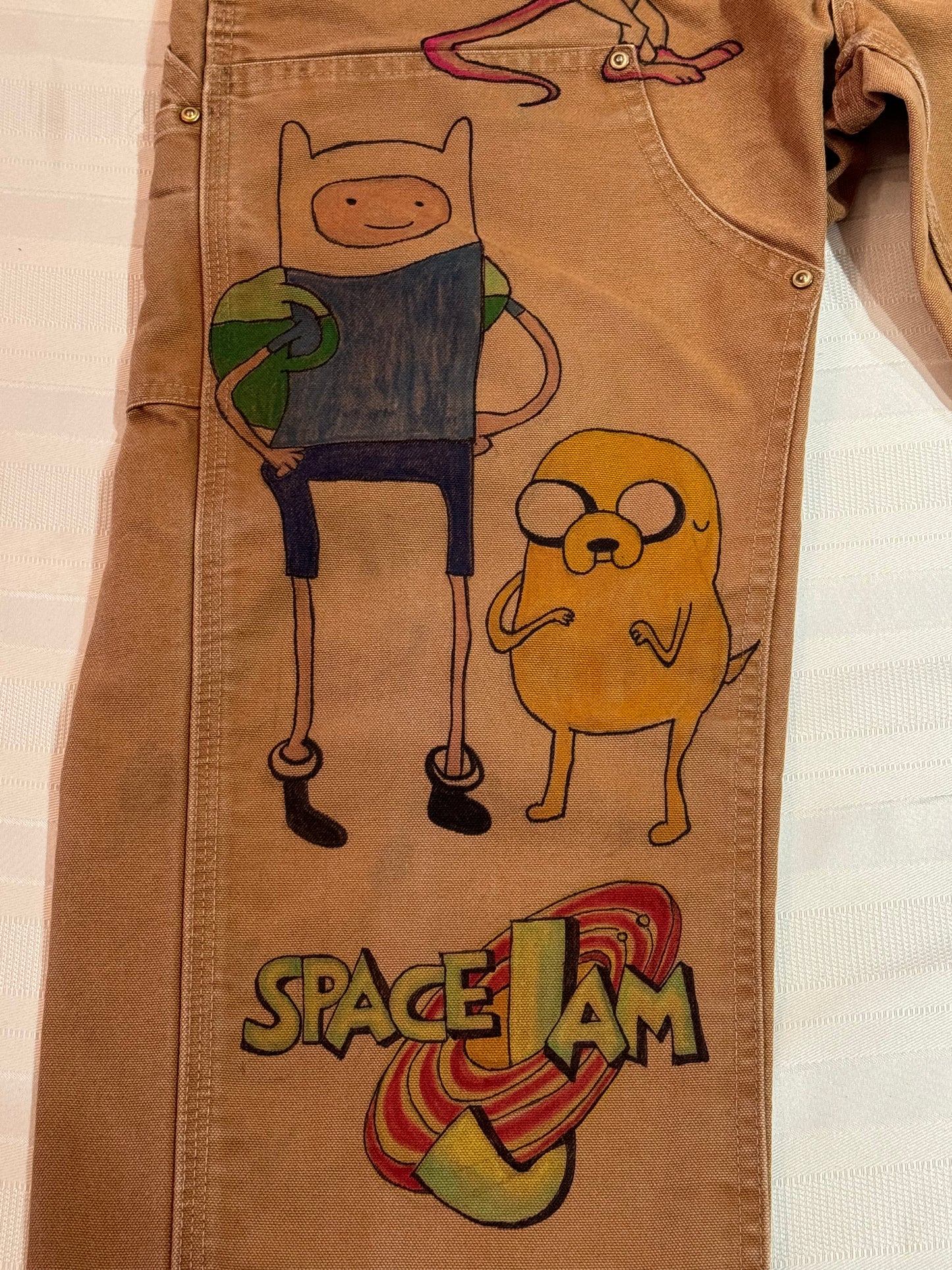 Pinky and The Brain- 34x32- Vintage one of a kind hand drawn double knee Cartoon Carhartt pants