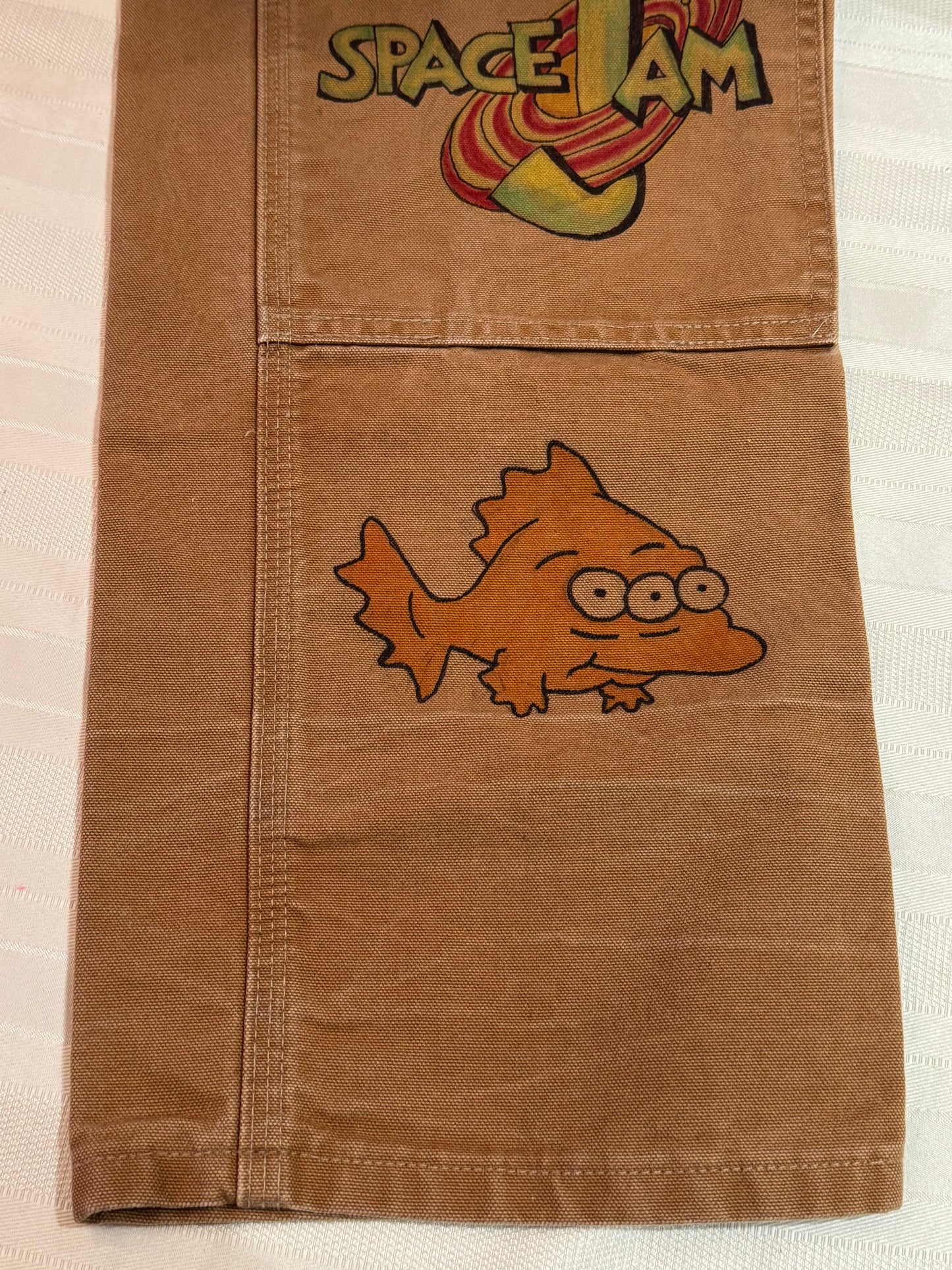 Pinky and The Brain- 34x32- Vintage one of a kind hand drawn double knee Cartoon Carhartt pants