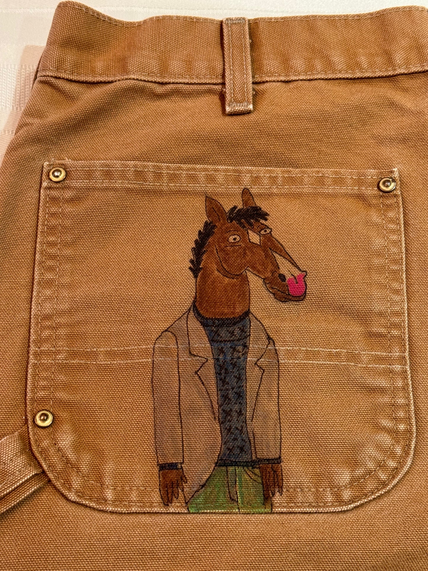 Pinky and The Brain- 34x32- Vintage one of a kind hand drawn double knee Cartoon Carhartt pants