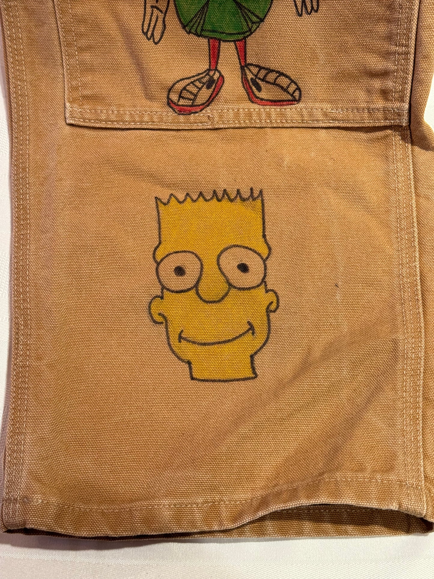 2.Daffy Duck Pants- 40x29- Vintage one of a kind hand drawn double knee Cartoon Carhartt pants