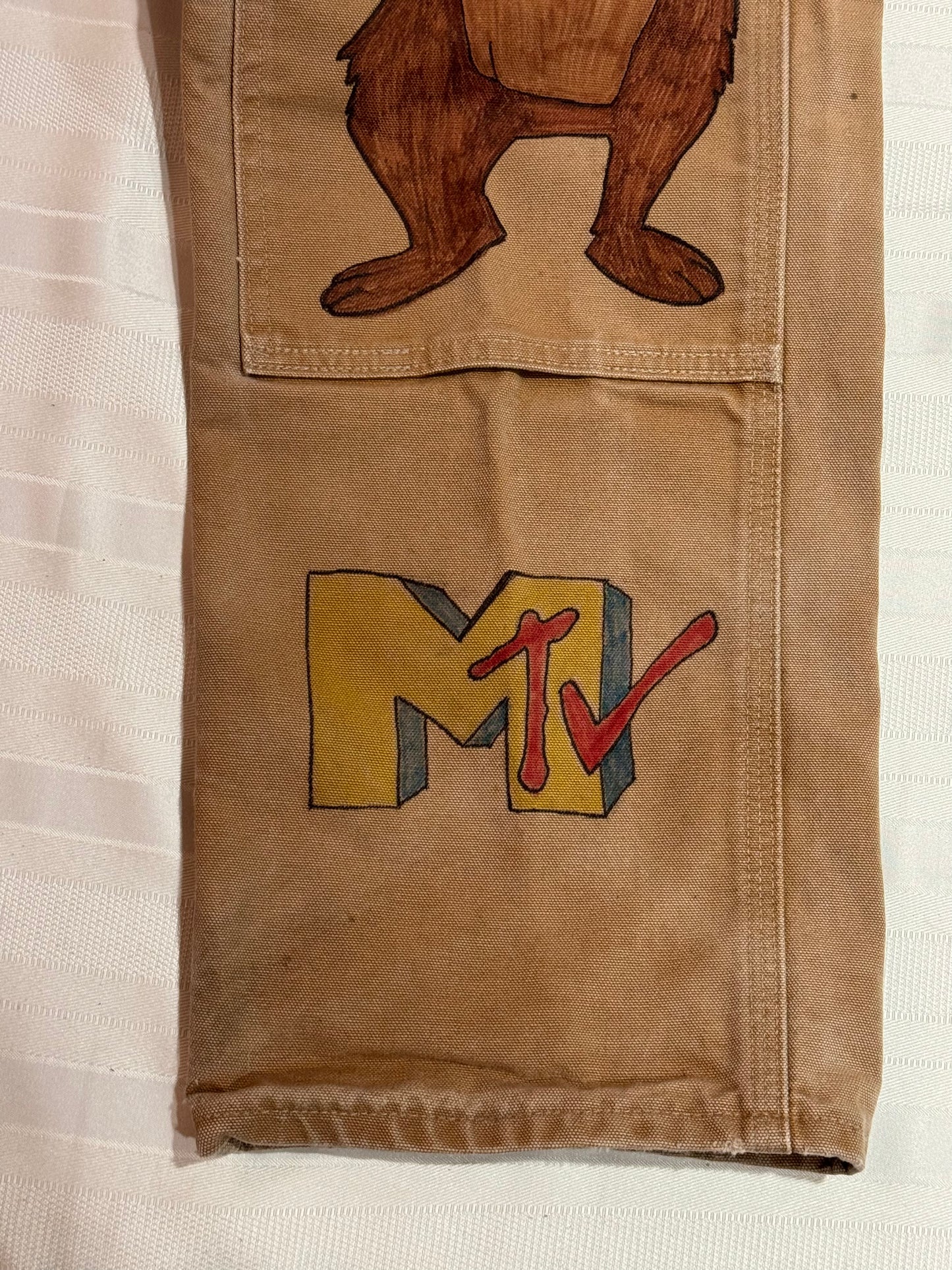 Chip n' Dale: Rescue Rangers Pants-32x31- Vintage one of a kind hand drawn double knee Cartoon Carharrt pants