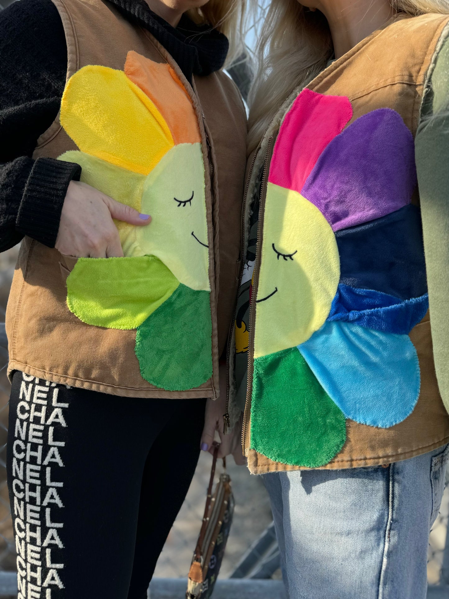VEST 2-Yellow/Green Flower Carhartt Faux Sherpa Vest