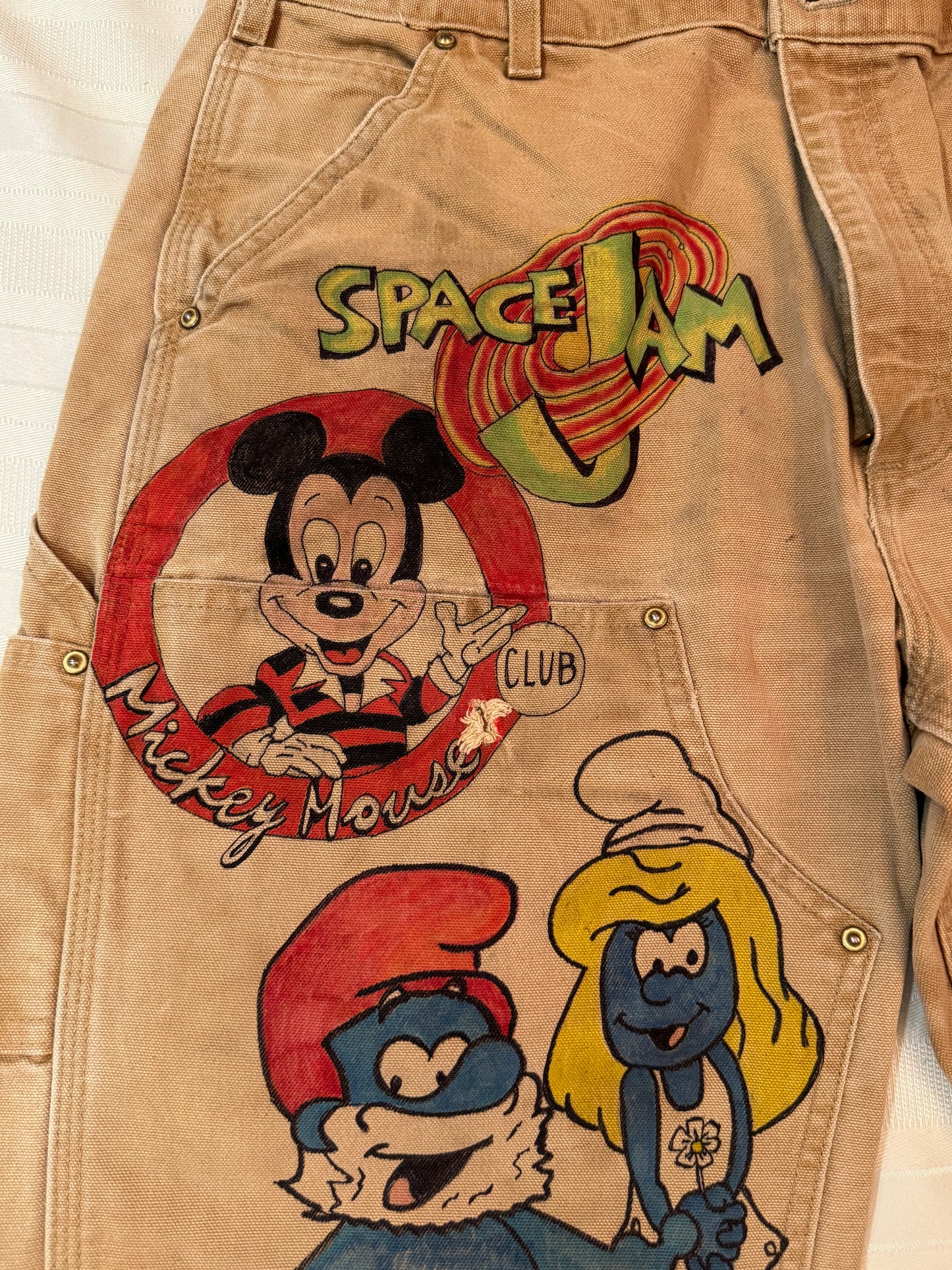 Buzz Lightyear 36x28 Vintage one of a kind hand drawn cartoon double knee Carhartt pants