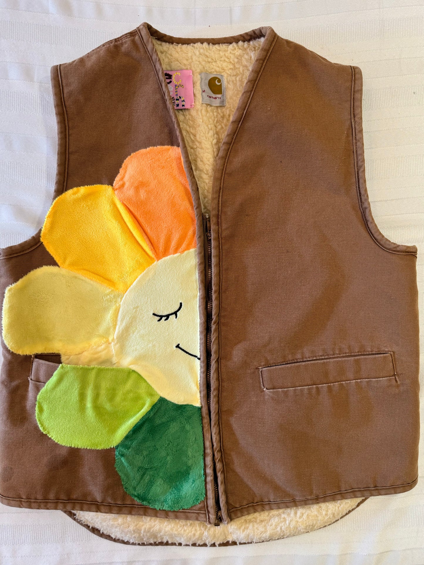 VEST 2-Yellow/Green Flower Carhartt Faux Sherpa Vest