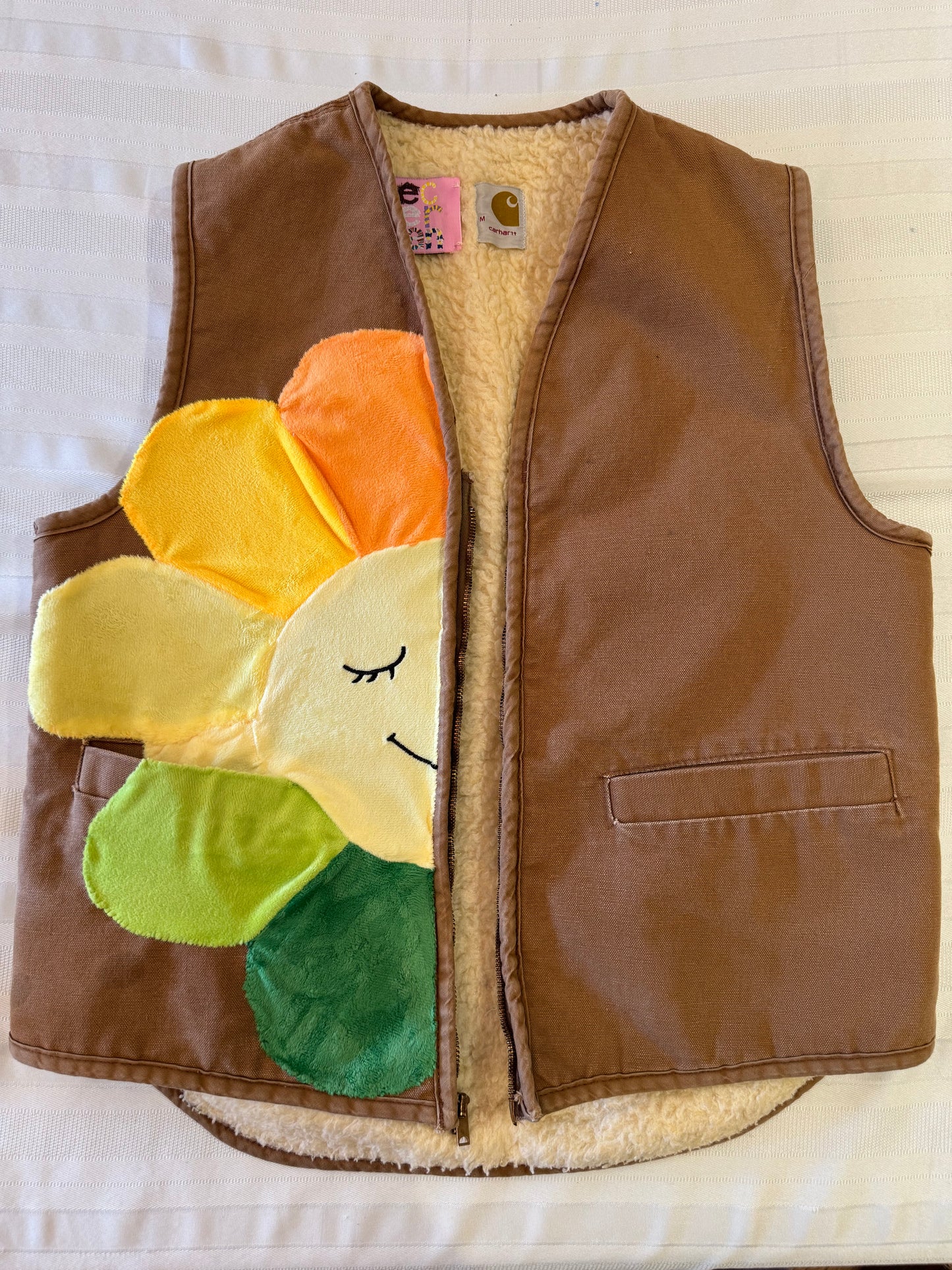 VEST 2-Yellow/Green Flower Carhartt Faux Sherpa Vest