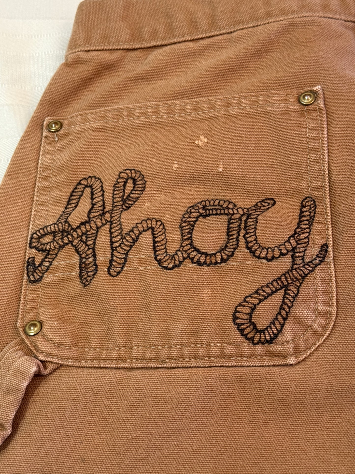 3. Tattoo Carhartt Pants-28x28.5- Vintage hand drawn double knee pants