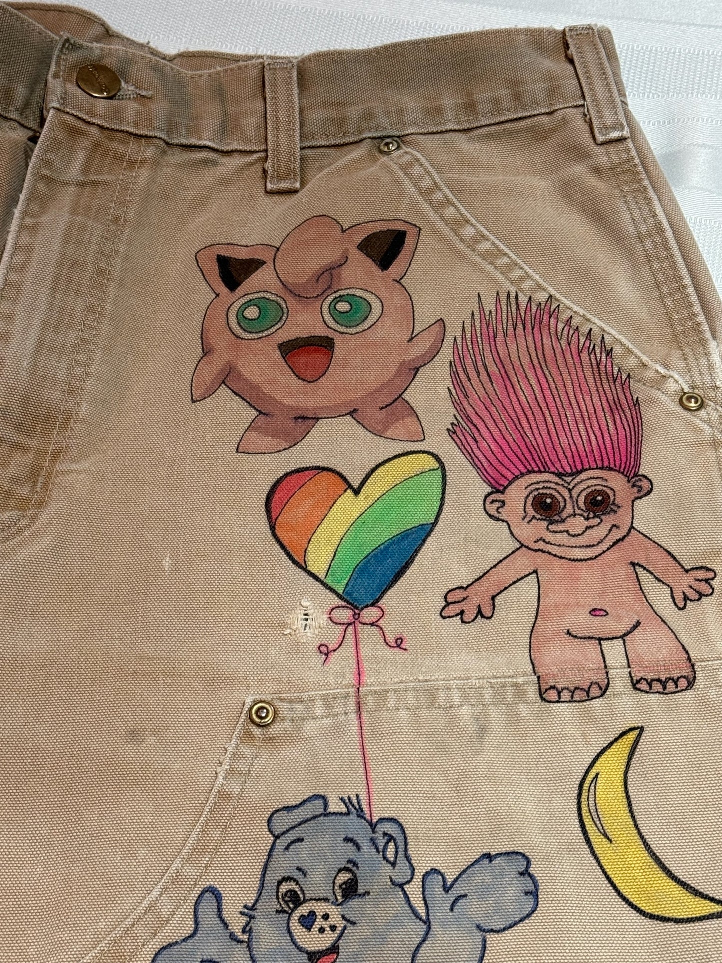 Care bears Pants-32 x 29.5-Vintage one of a kind hand drawn double knee Carhartt pants