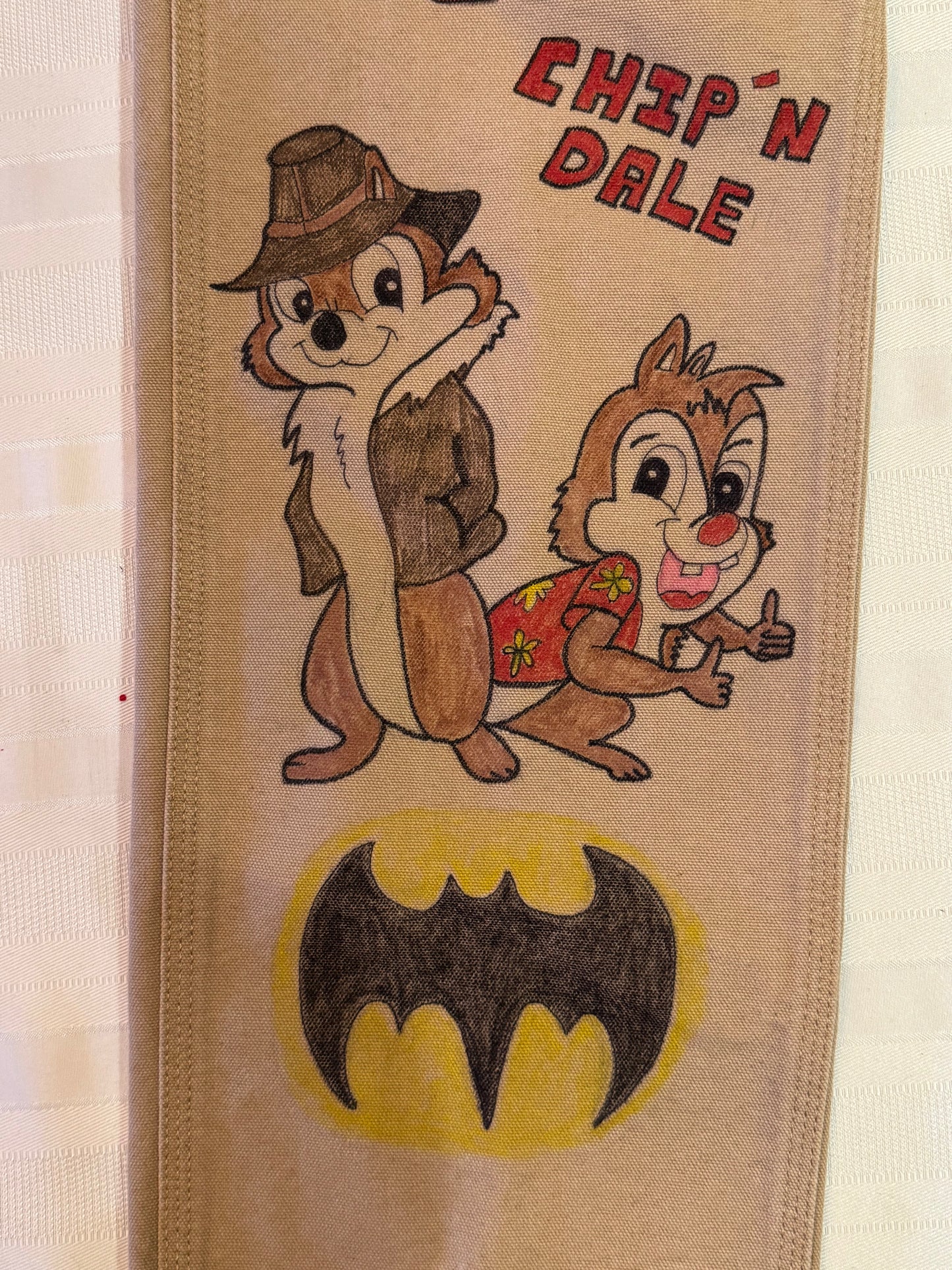 Spiderman Pants- 26x30- Vintage one of a kind hand drawn double knee Cartoon Carhartt pants
