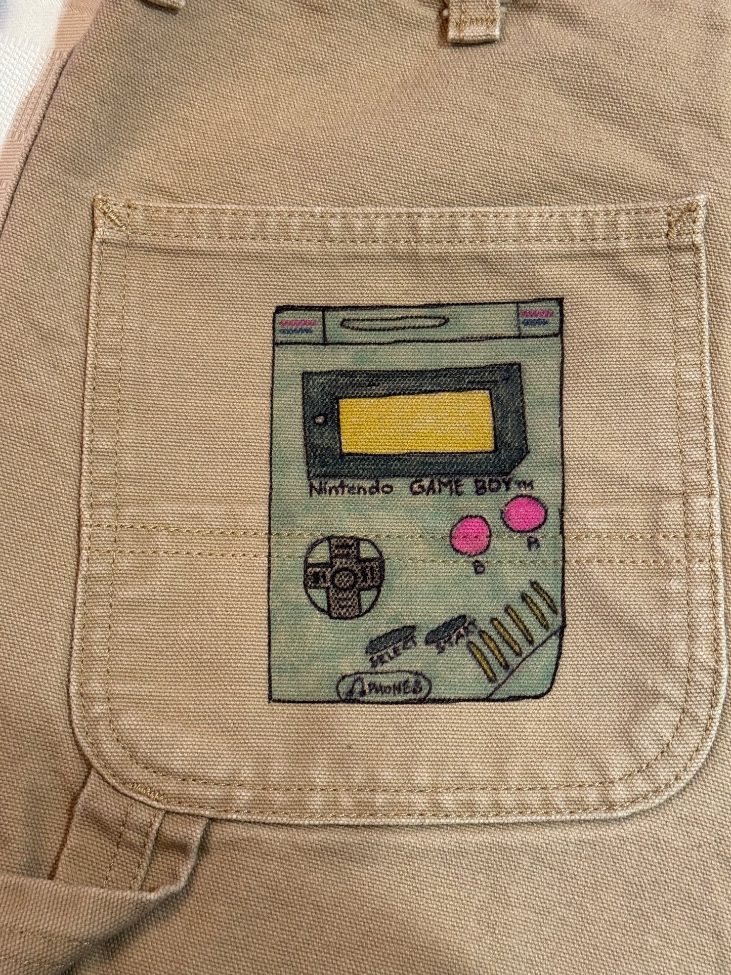 Spiderman Pants- 26x30- Vintage one of a kind hand drawn double knee Cartoon Carhartt pants