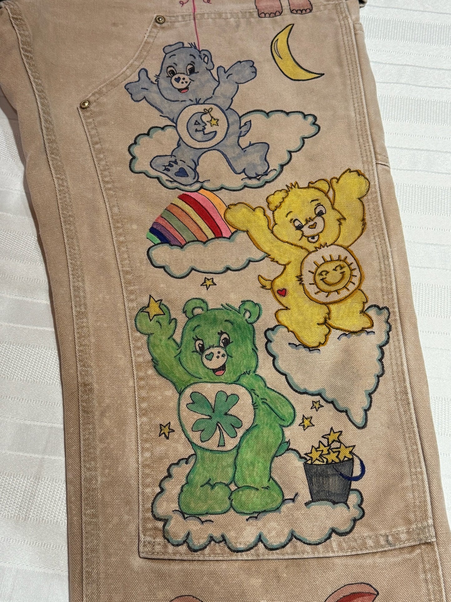 Care bears Pants-32 x 29.5-Vintage one of a kind hand drawn double knee Carhartt pants